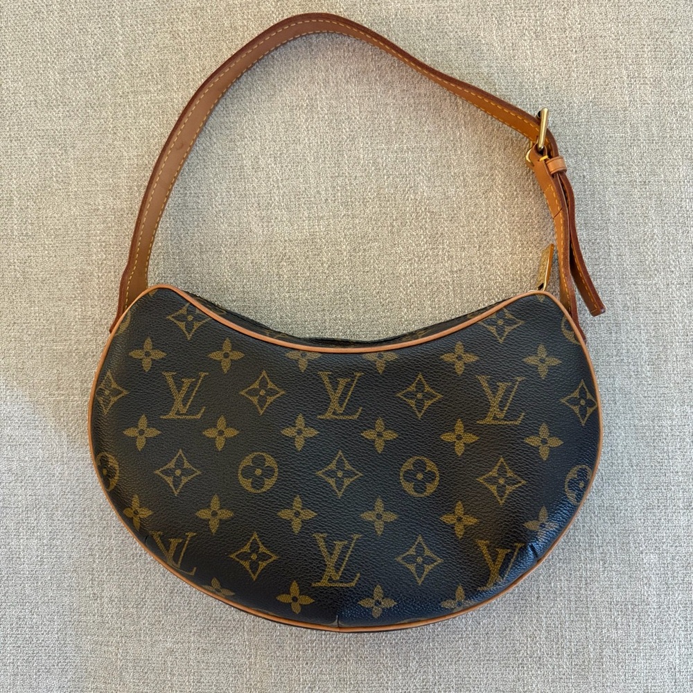 Louis Vuitton Croissant PM Monogram Canvas Shoulder Bag Brown LV Hobo
